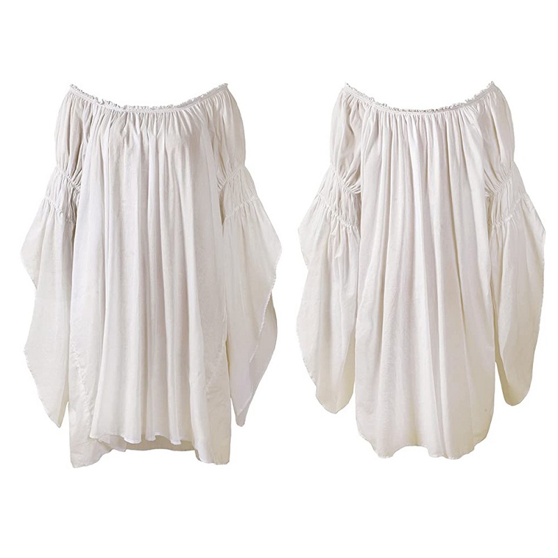 Blouse Off Shoulder - Vintage Medieval Renaissance Blouse Long Flare