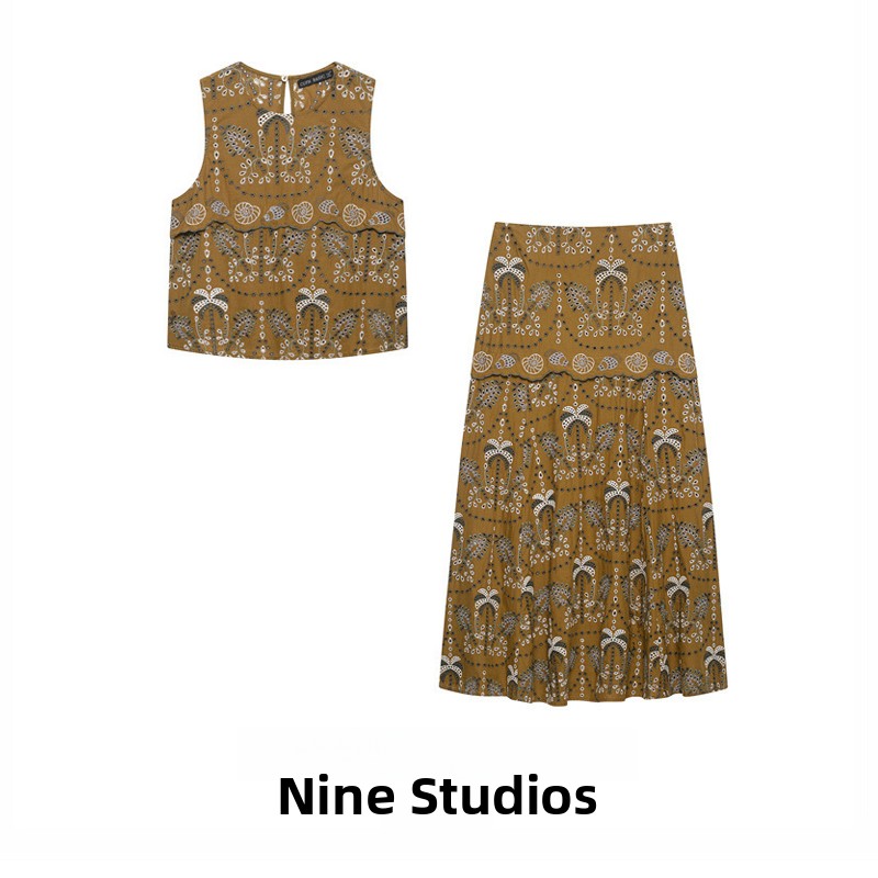 NINE ZAR Women's Fashion Set S - огляд і ціна Midi Skirt Floral