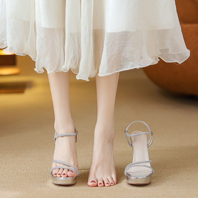 2026 Women's Silver Rhinestone - огляд і ціна Sandal Strappy Heeled