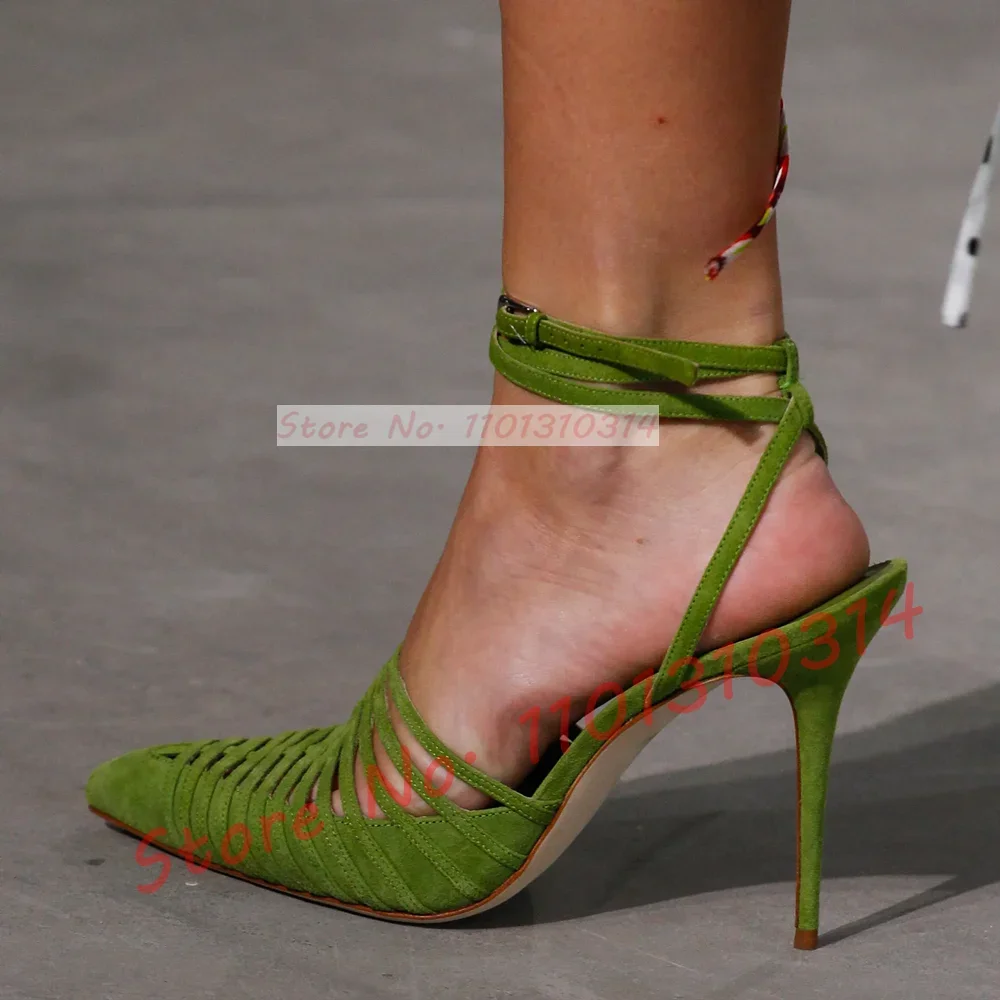 Green Vegan Suede Strappy Sand - огляд і ціна Sandal Strappy Heeled