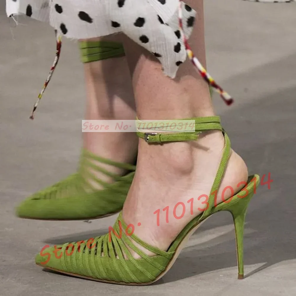 Green Vegan Suede Strappy Sand - огляд і ціна Sandal Strappy Heeled